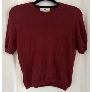 Womens Ballantyne Sweater Shirt Vintage 100% Cashmere Red Made in Scotland Sz 3